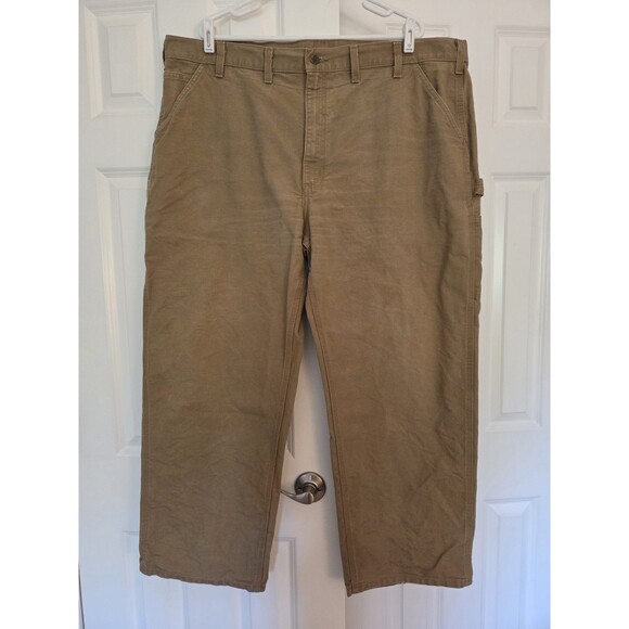 Carhartt B11-CML Washed Duck Work Dungaree Pants Cotton Camel Tan Men's 44x30 - Picture 2 of 6